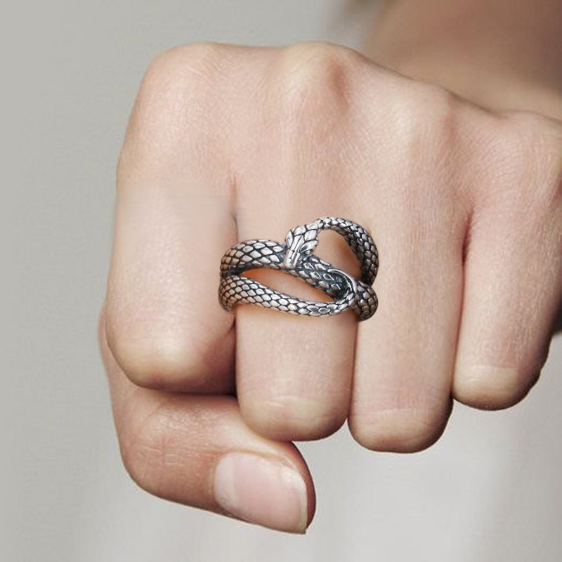 yuki男士纯银戒指衔尾蛇饰品无尽之力欧美食指戒指
