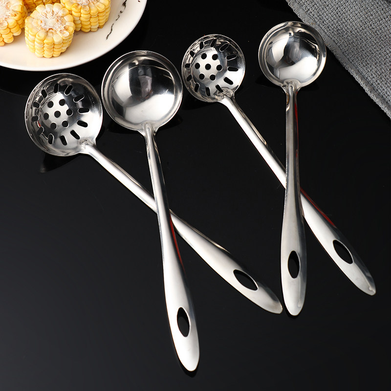 不锈钢勺子火锅勺带长柄汤勺餐厅饭店漏勺家用汤勺