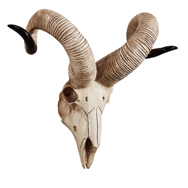 招财避邪羊头挂件仿古做旧牛头酒吧墙面装饰壁饰