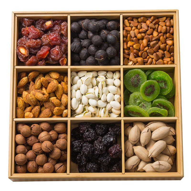 天竹干果盒分格带盖客厅家用干果盘坚果盘创意瓜子零食糖果盒收纳