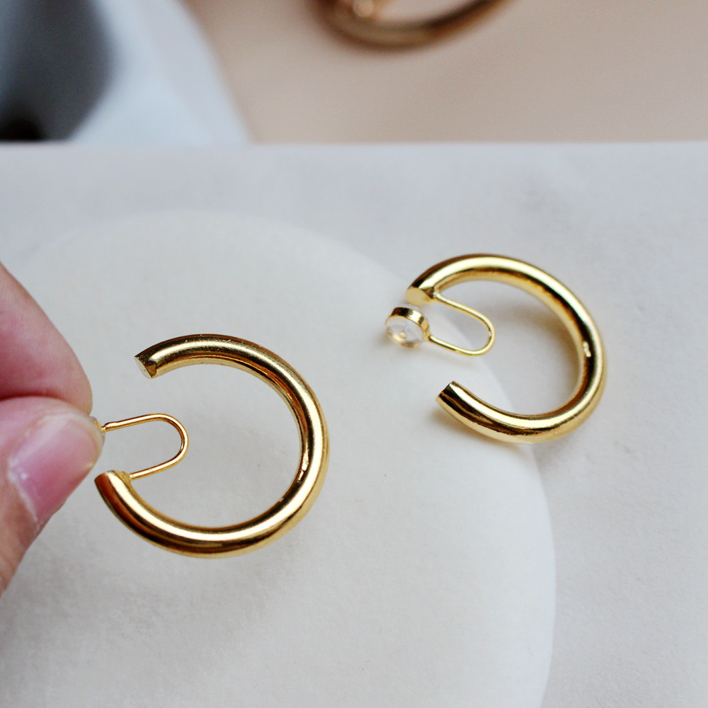 手工冷淡耳环百搭简约风大无耳盘耳蚊香软垫耳夹