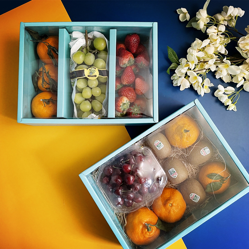 现货水果包装盒新鲜苹果橙子草莓葡萄桃子通用透明包装礼品盒定制