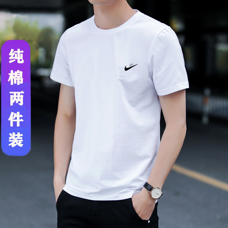 正品耐克顿纯棉t恤男短袖夏季薄款圆领半袖潮ins超火装白色运动服