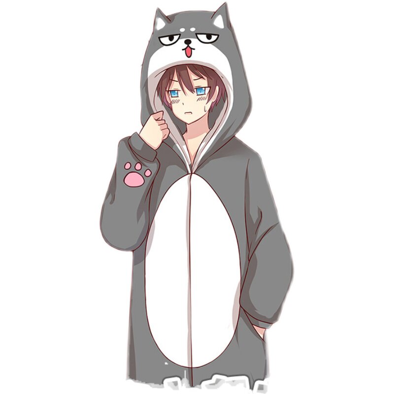 哈士奇cos睡衣动漫二次元卡通连体二哈秋冬毛绒睡衣