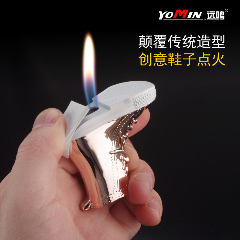 打火机高帮帆布鞋明火鞋子造型小工工艺充气跨境其它品牌打火机