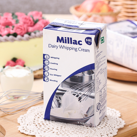 开心妈 开心品味屋:烘焙原料蓝色风车蓝米吉淡奶油1l*3瓶进口动物性