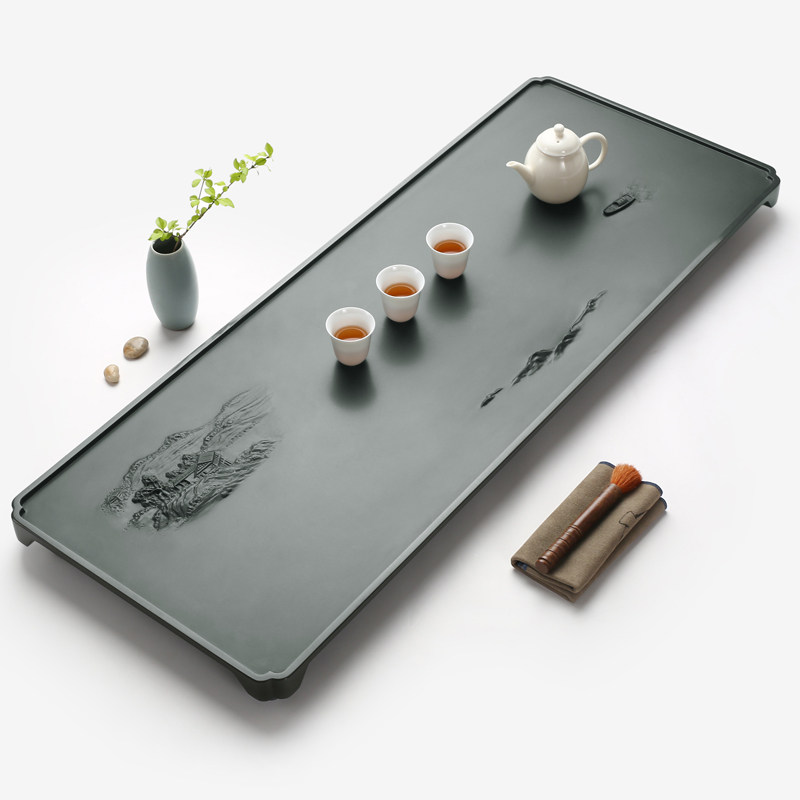 中盛天然整块天罗绿石茶盘小号家用干泡简约茶盘