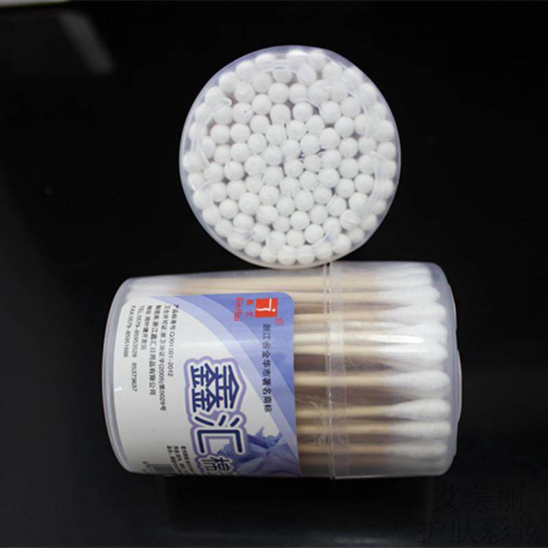 一次性棉签100根双头木头婴儿纯棉桶装盒装耳朵化妆