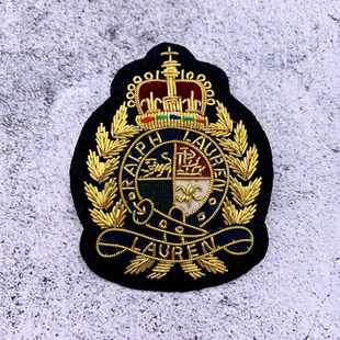 现货进口手工金属丝刺绣胸章毛衫 布贴英伦西服复古学院风格 徽章