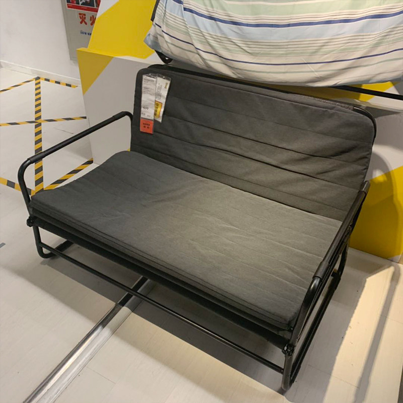 宜家哈马恩双人沙发床折叠简约沙发铁艺多功能懒人沙发国内代购
