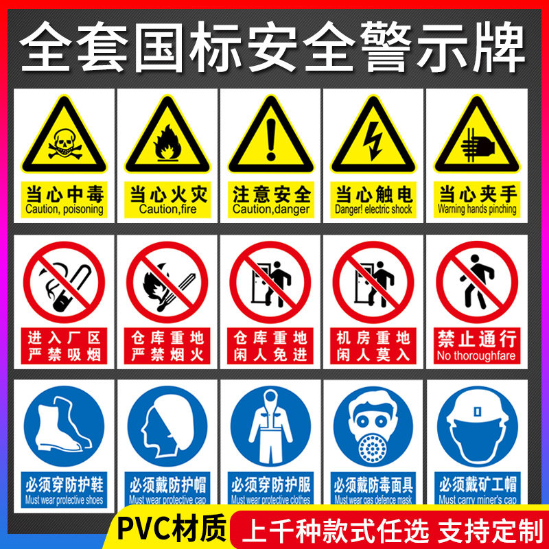 标志标识危险检查废物警告施工工地车间贴纸标志牌