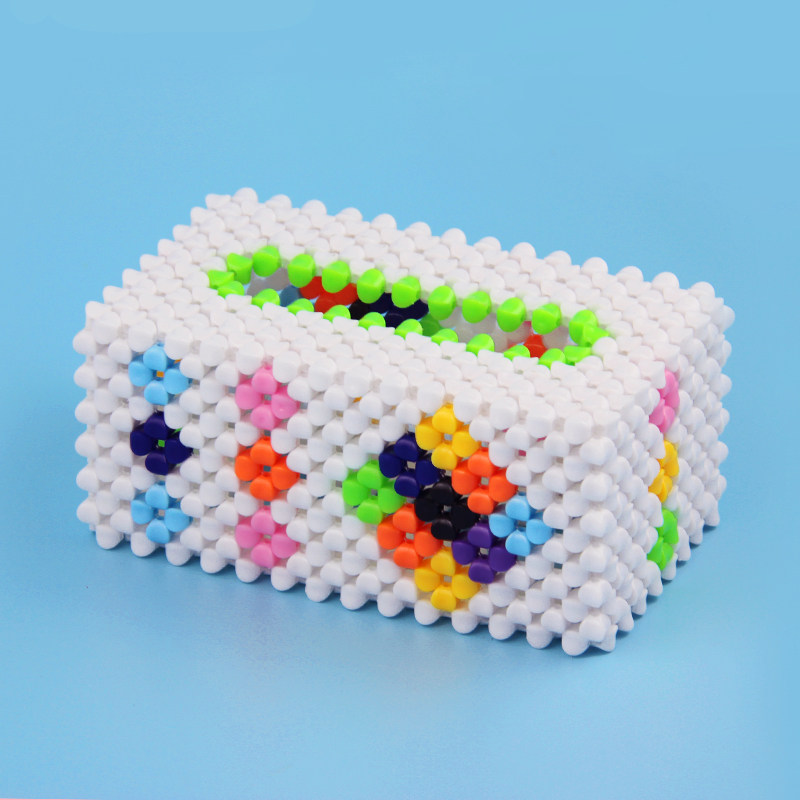 手工串珠纸巾盒材料包 diy创意车用抽纸盒 亚克力散珠制作收纳盒