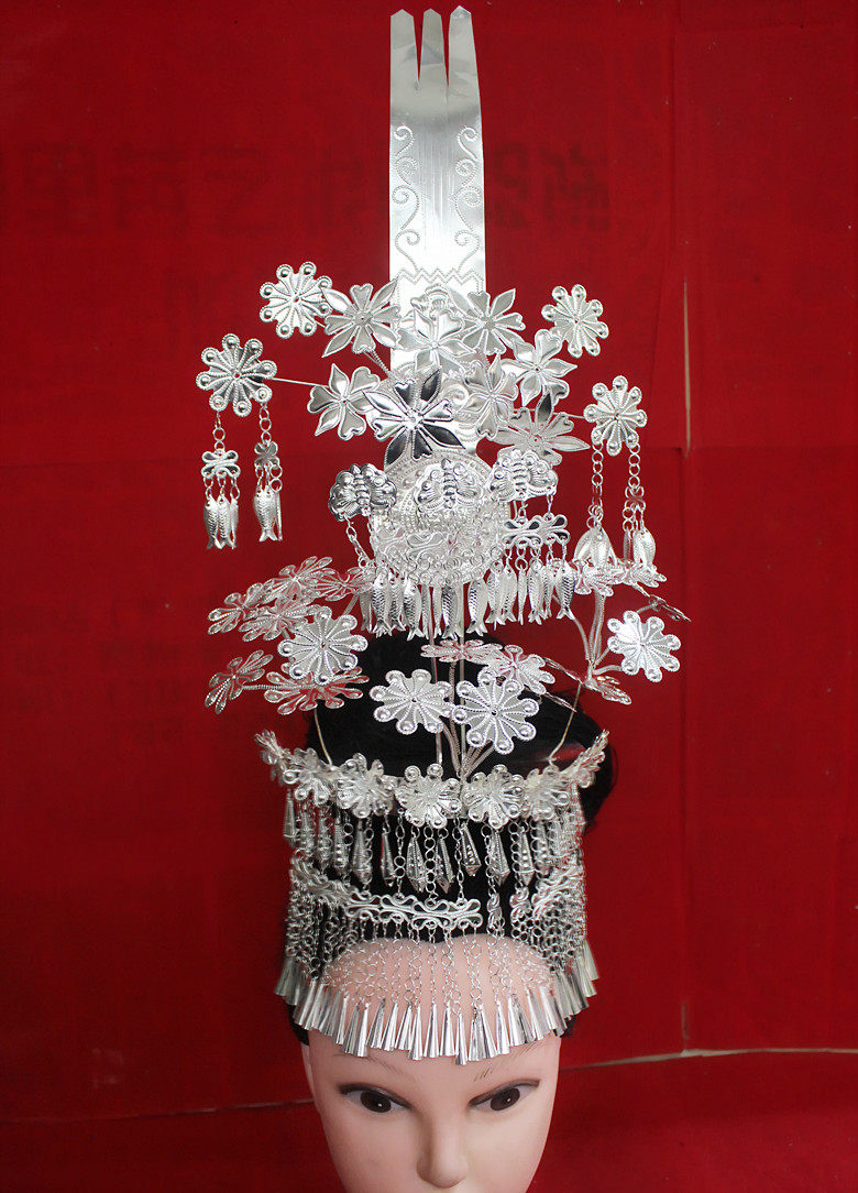 头饰侗族黎平直钗发簪苗族广西舞台银饰品民族服装