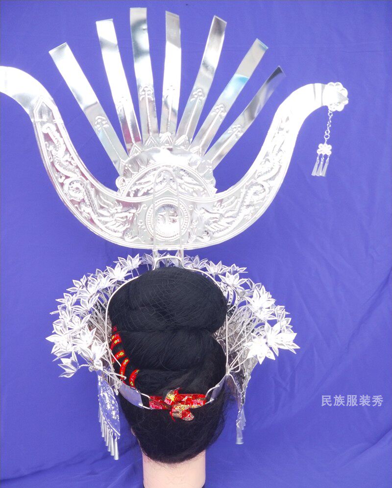 少数民族服饰银饰苗族银帽帽子新款牛角苗族长角帽