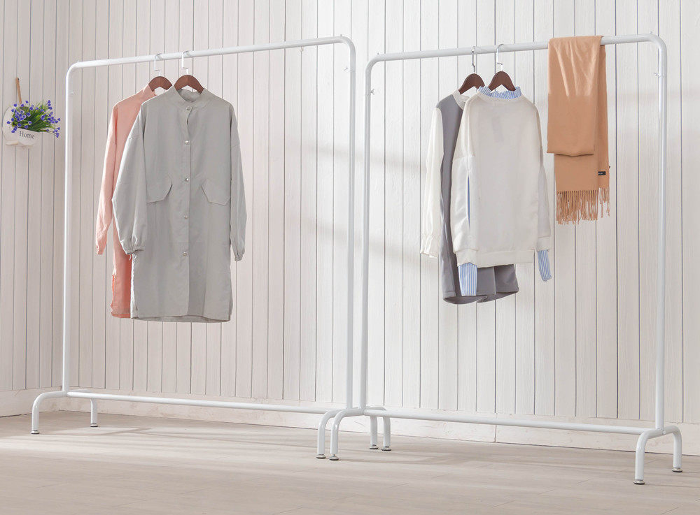 服装店展示架女装服装架衣服架子货架简约现代铁艺白色衣架落地式