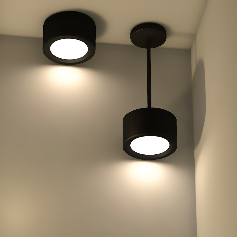 明装筒灯射灯led节能白黑天黑天花灯短款cob筒灯