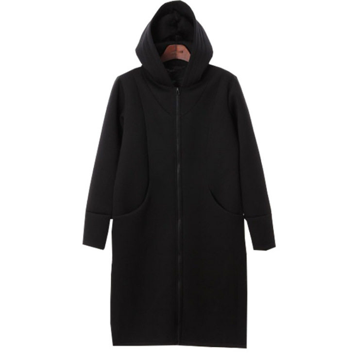 秋装国潮暗黑系男装加长款男开衫大兜帽衫卫衣男宽松个性潮流外套