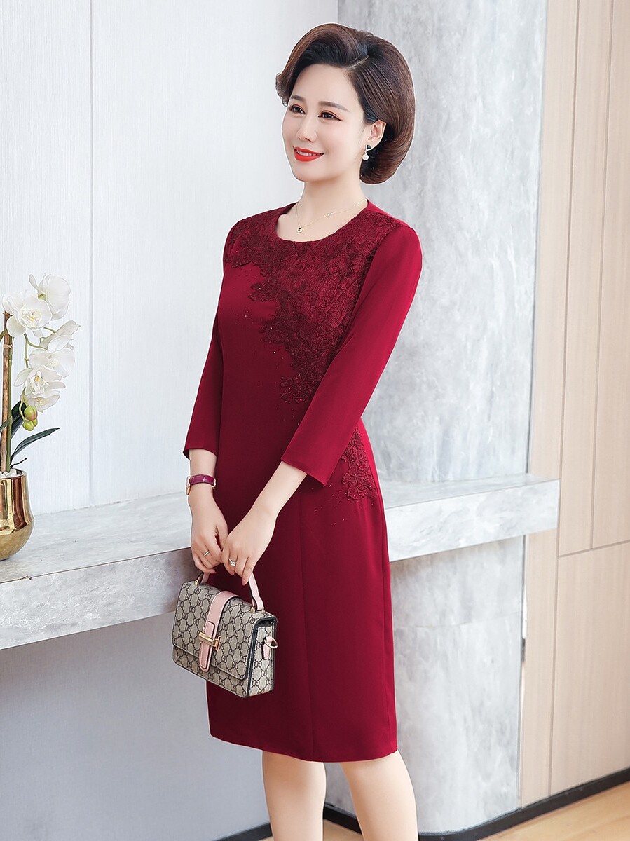 2021女儿婚礼妈妈连衣裙夏装年轻喜婆婆结婚婚宴连衣裙