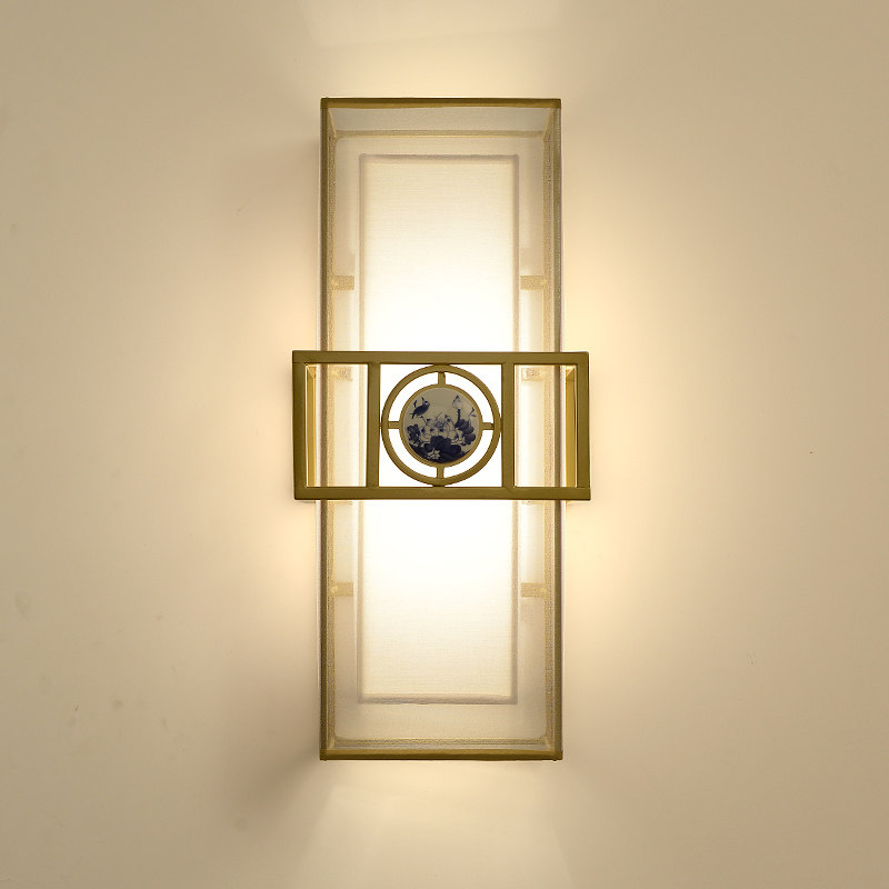 长方形卧室壁灯新中式中式现代简约金色客厅沙发背景墙壁灯