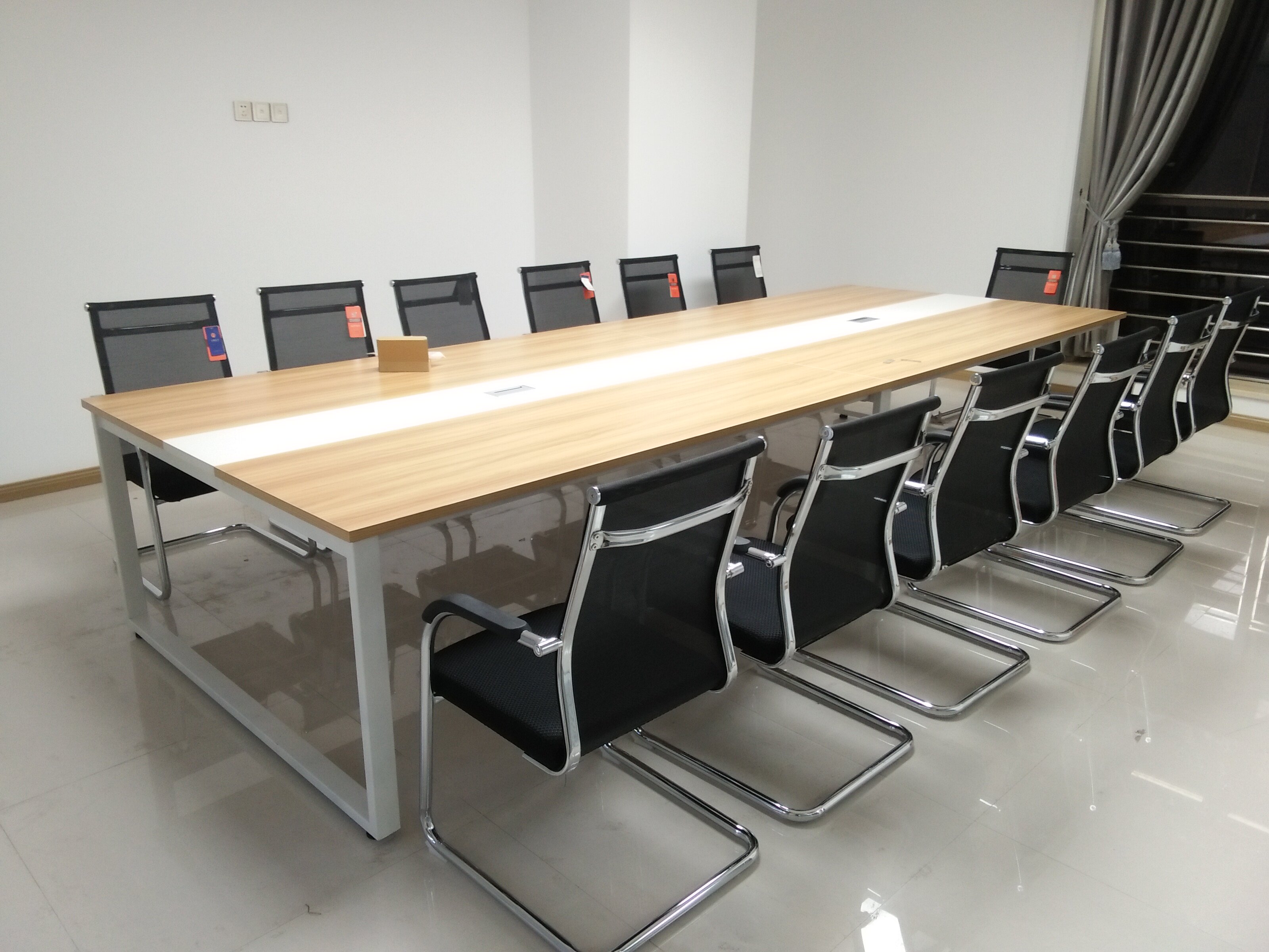 西安安钢组合现代会议会议桌桌椅定制接待洽谈会议桌