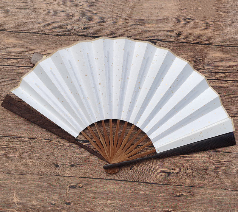 天然实木712寸鸡翅木宣纸折扇扇子空白绿色洒金扇子