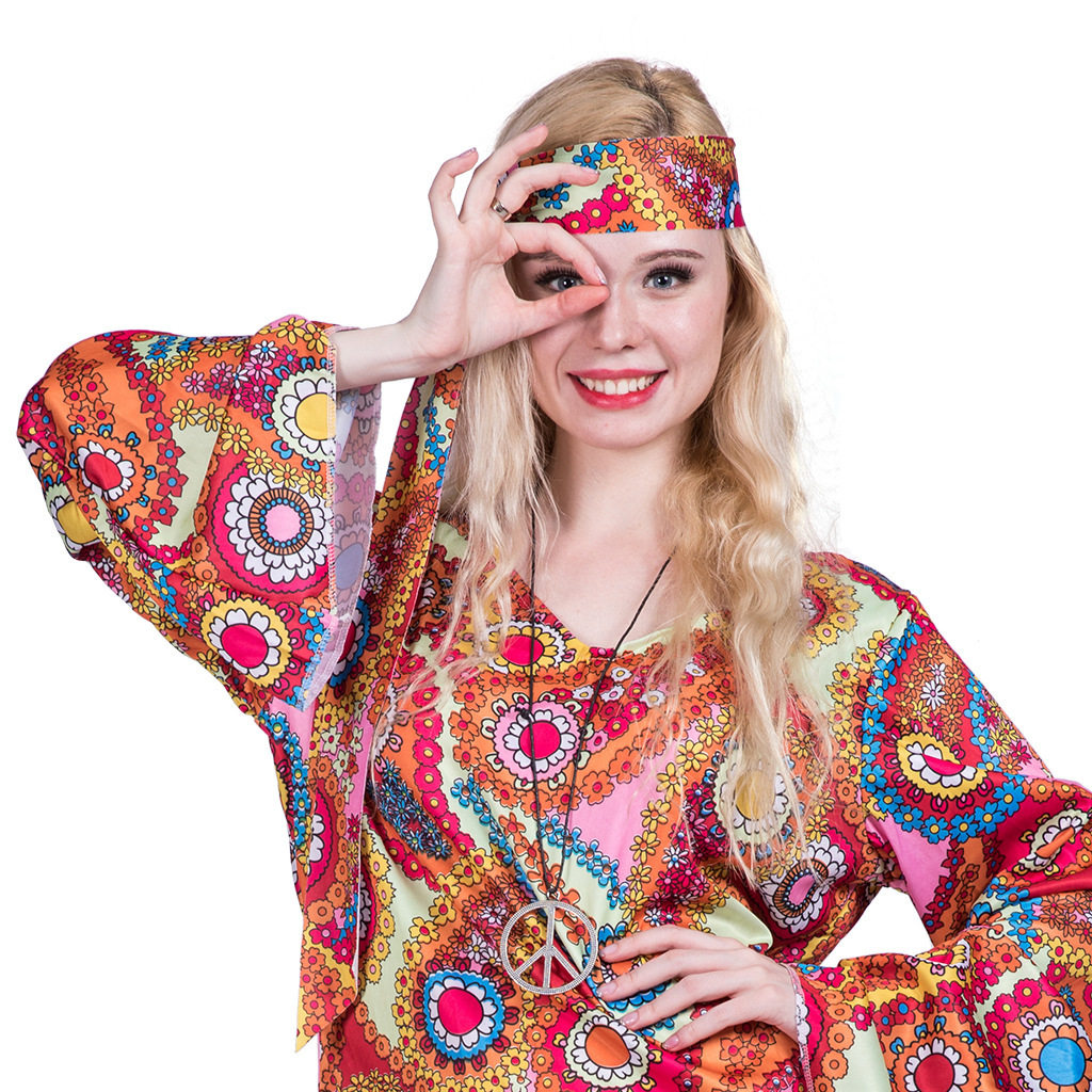 万圣节cosplay服装成人复古60年代嬉皮士连衣裙hippie舞会民族服装