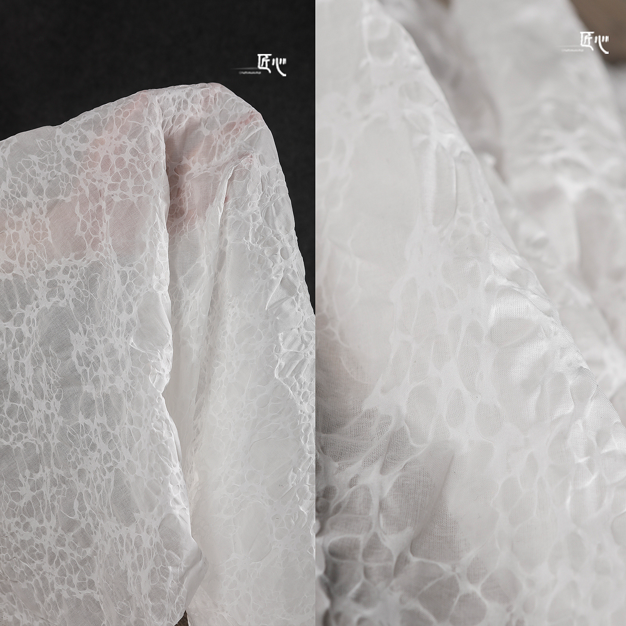 白色全棉盐缩工艺立体肌理花纹春夏夏秋服饰海绵垫