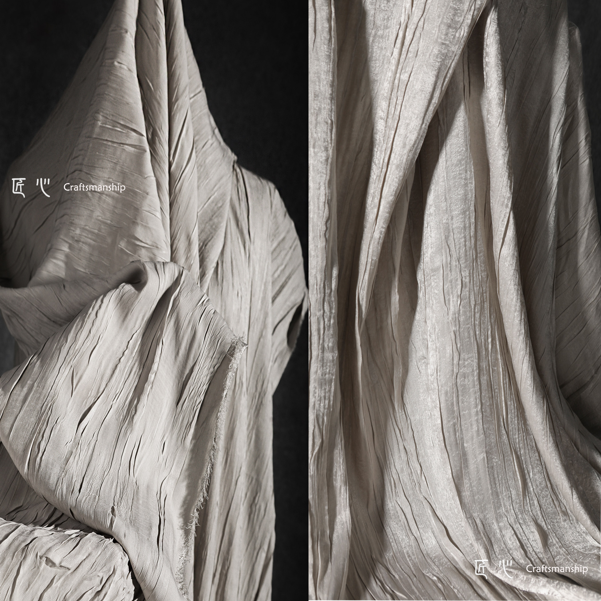 杏色压折闪光光锦百褶复古肌理高垂感柔软创意海绵垫