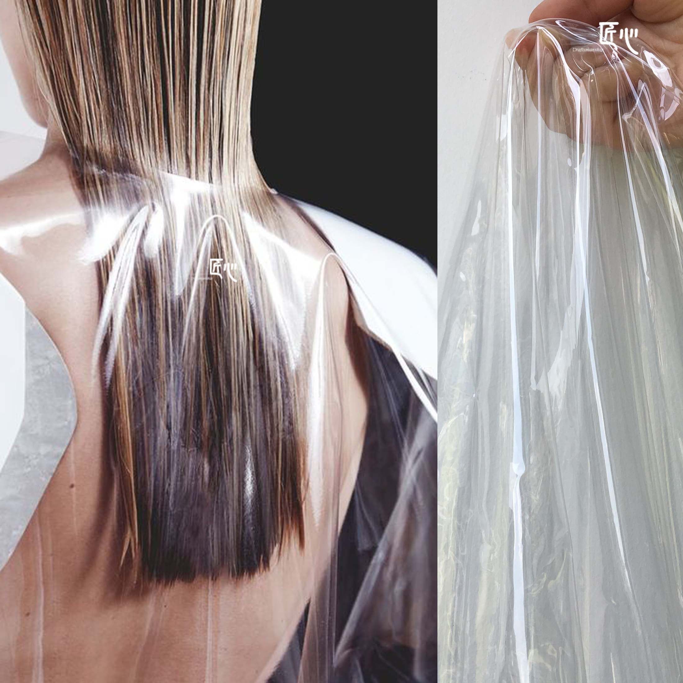 全透明tpu面料服装风雨衣薄膜防水塑料设计师面料包包透明布料