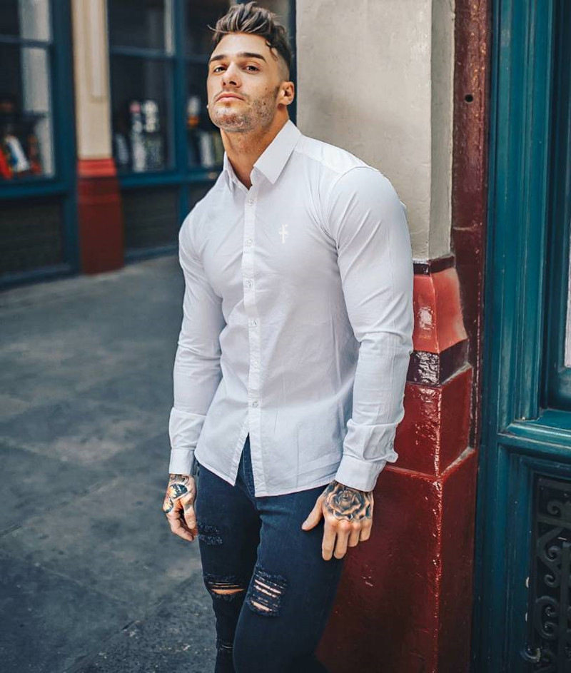 健身衬衫长袖春秋秋季新款弹力紧身肌肉跑步衬衫