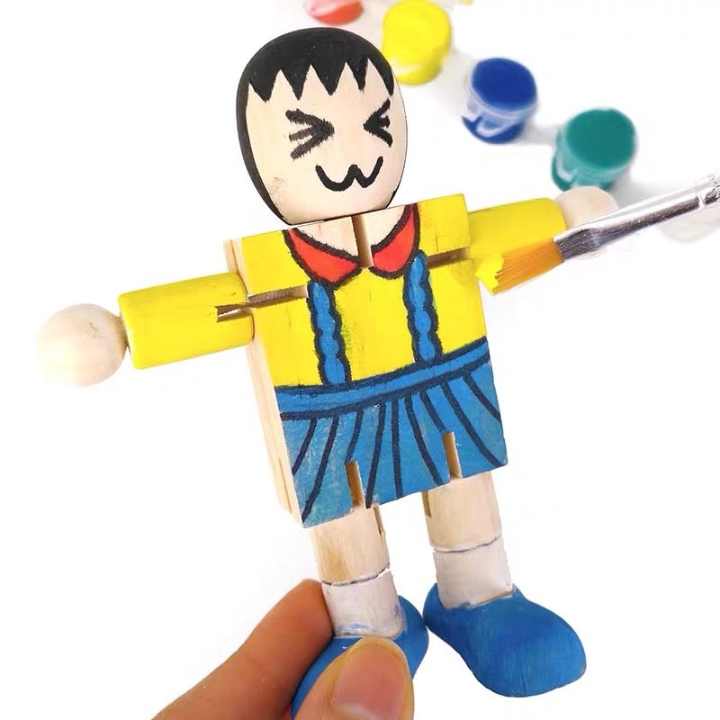 幼儿园娃娃新品包新品材料制作儿童木偶手工涂色白模填色