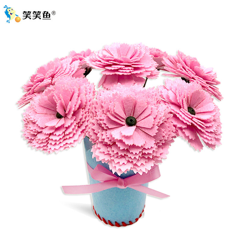 手工康乃馨花盆母亲节礼物老师儿童diy花朵小手手工创意粘贴类