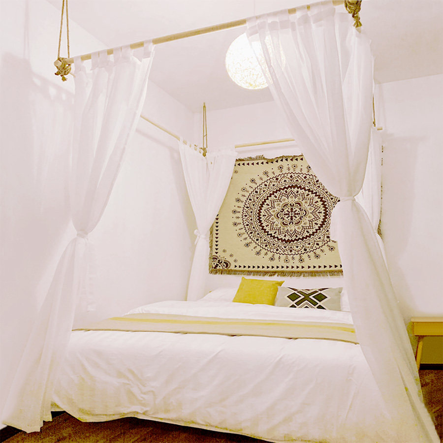 粘扣床纱床幔挂纱民宿客栈酒店东南亚复古中式床幔