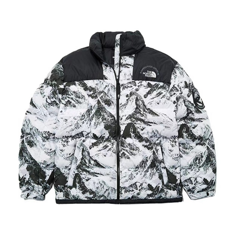 北面thenorthface限量鹅绒立领保暖拼色雪山运动羽绒服