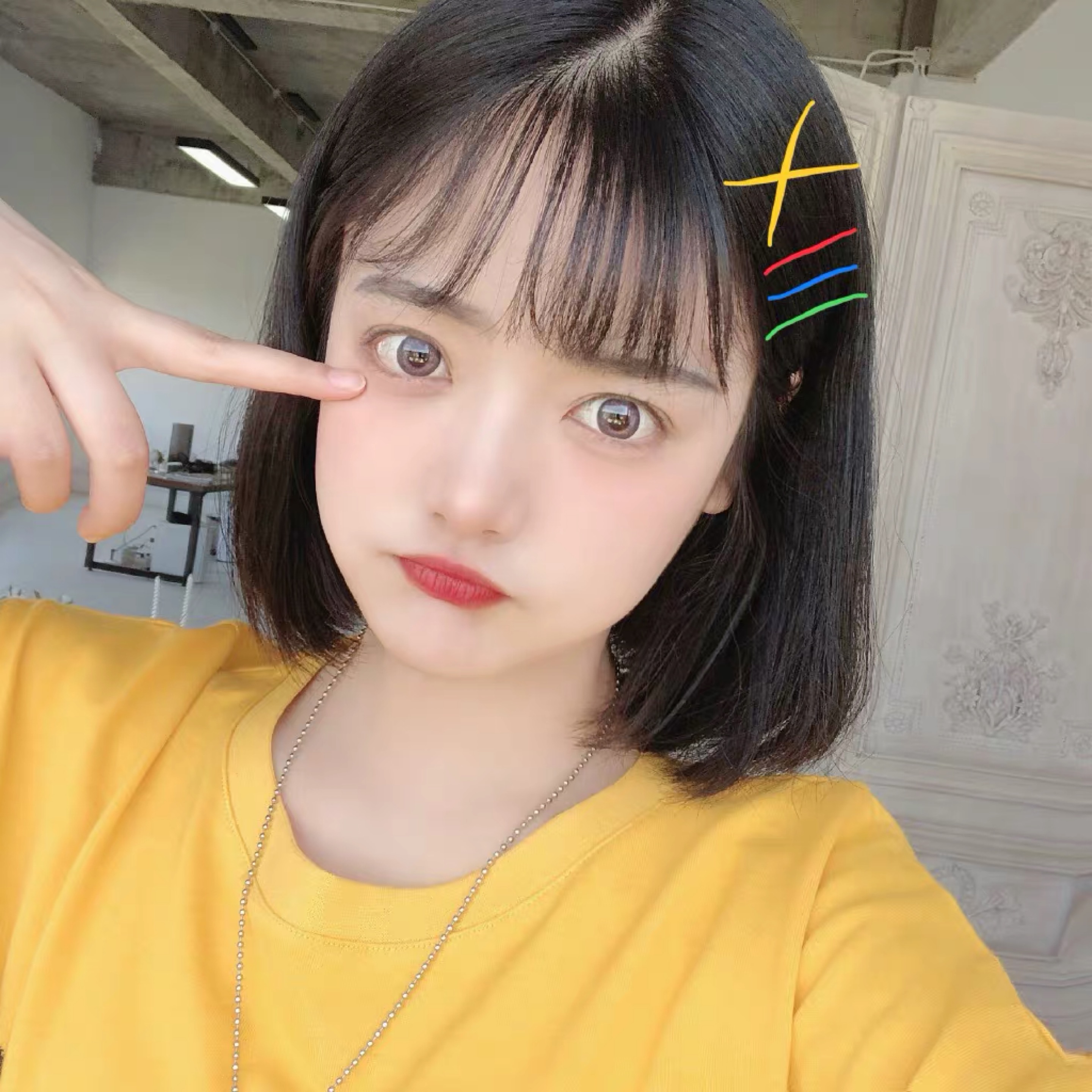 假发圆脸头套少女自然波波可爱刘海空气学生整顶假发