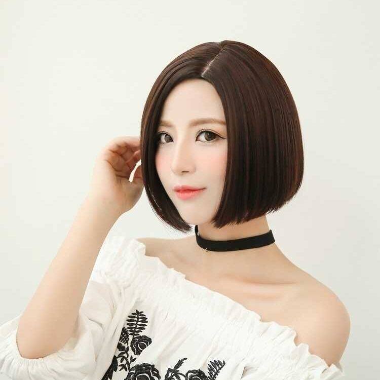 假发短发逼真短直发自然蓬松波波bobo头斜刘海日常整顶假发