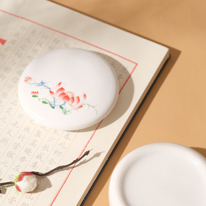 印泥中国文房四宝专业朱红色砂堆朱砂堆国风印台专用可爱印泥