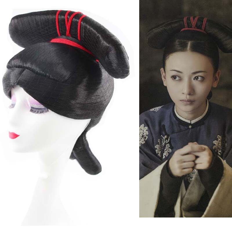 清朝同款整顶宫女发套假发燕尾旗头古装璎珞整顶假发