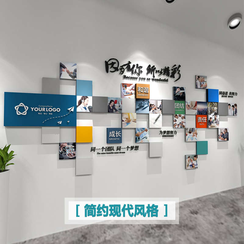 公司优秀员工风采照片墙企业文化墙设计定制办公室装饰励志墙贴