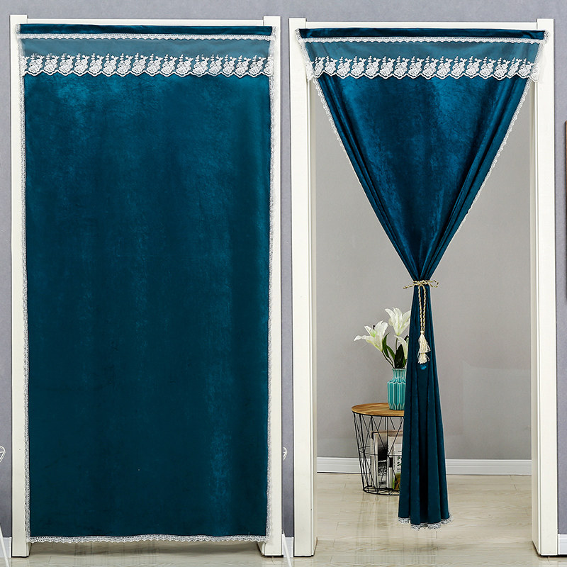 门帘遮光简易布门帘挡风打孔安装意大利伸缩魔术门帘