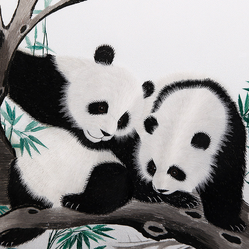 寻锦记成都特色双面绣刺绣蜀绣梅花鸡翅木外框外事会议商务礼品