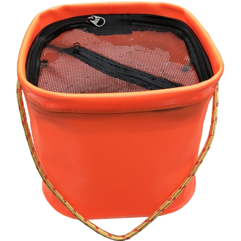 可折叠鱼桶5米链带拉链盖有桶装eva取水矶钓打水桶