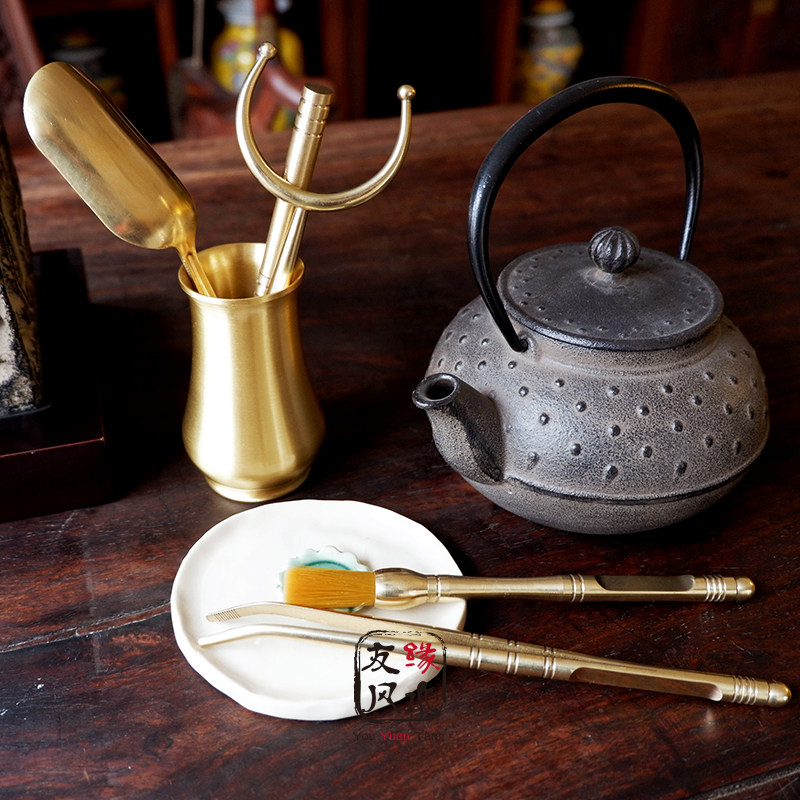 纯铜茶道六君子套装君子功夫功夫茶茶具零配件组合摆件