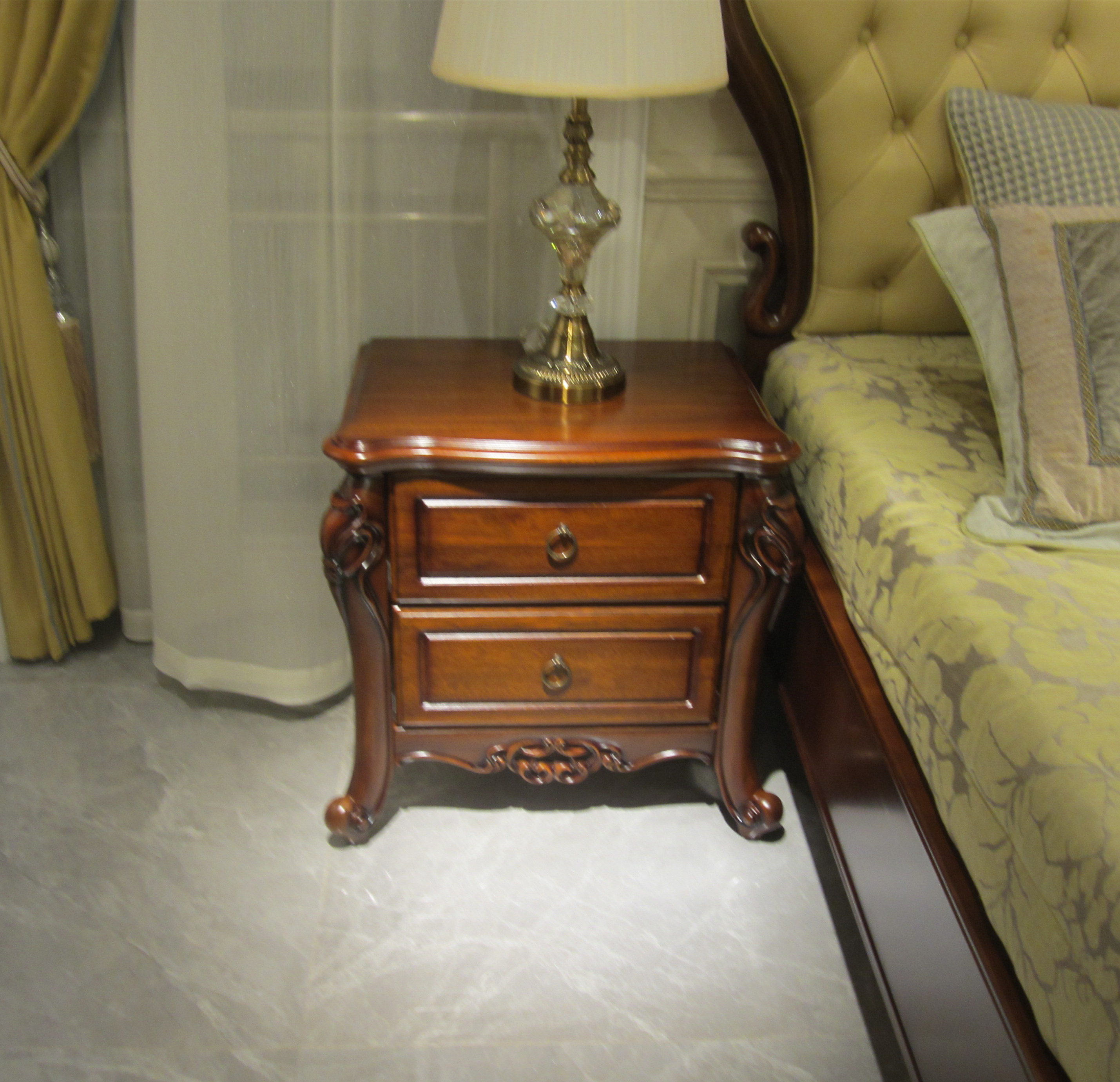 床头柜hc美式欧式实木桃花芯木简美白色定制床头柜