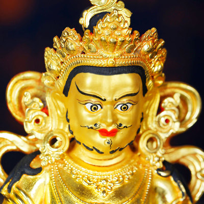 纯铜黄财神佛像鎏金佛像藏传佛教用品5寸黄财神供佛摆件