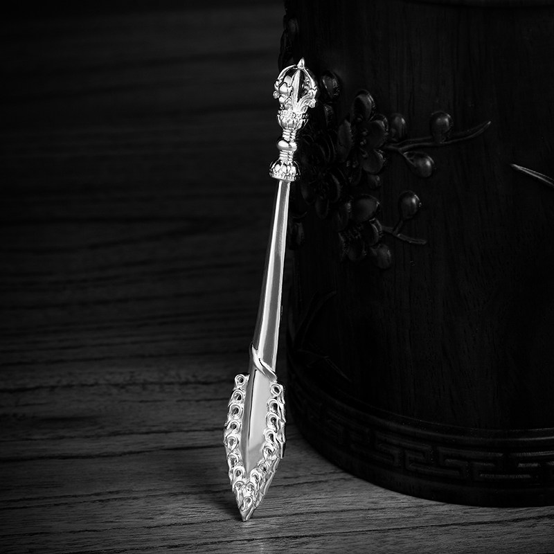 s999纯银文殊剑藏传佛教密宗法器足银文菩萨智慧佛堂项坠