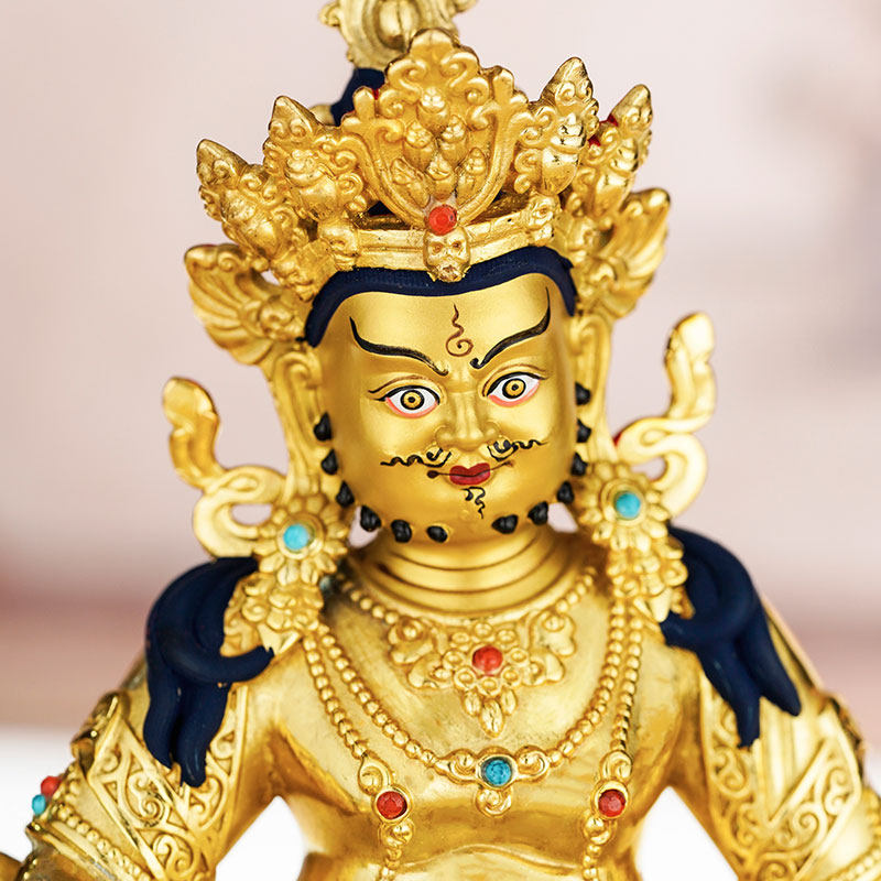 佛像黄财神财神纯铜鎏金藏传佛教用品7寸供佛摆件摆件
