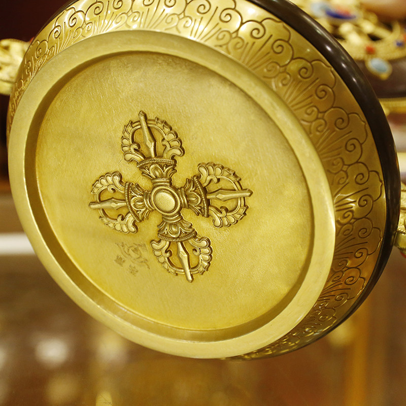 摆件慧宝纯铜金轮藏传佛教用品佛堂佛前精工密宗摆件
