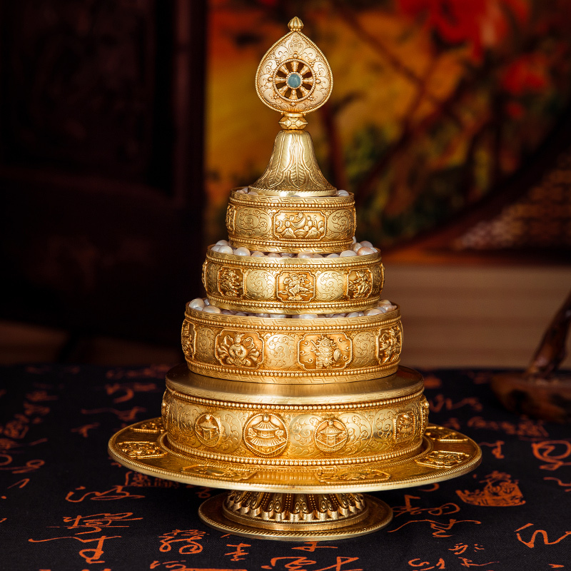 慧宝纯铜曼扎盘藏传佛教用品三十七供曼扎曼茶罗佛堂藏族曼扎盘
