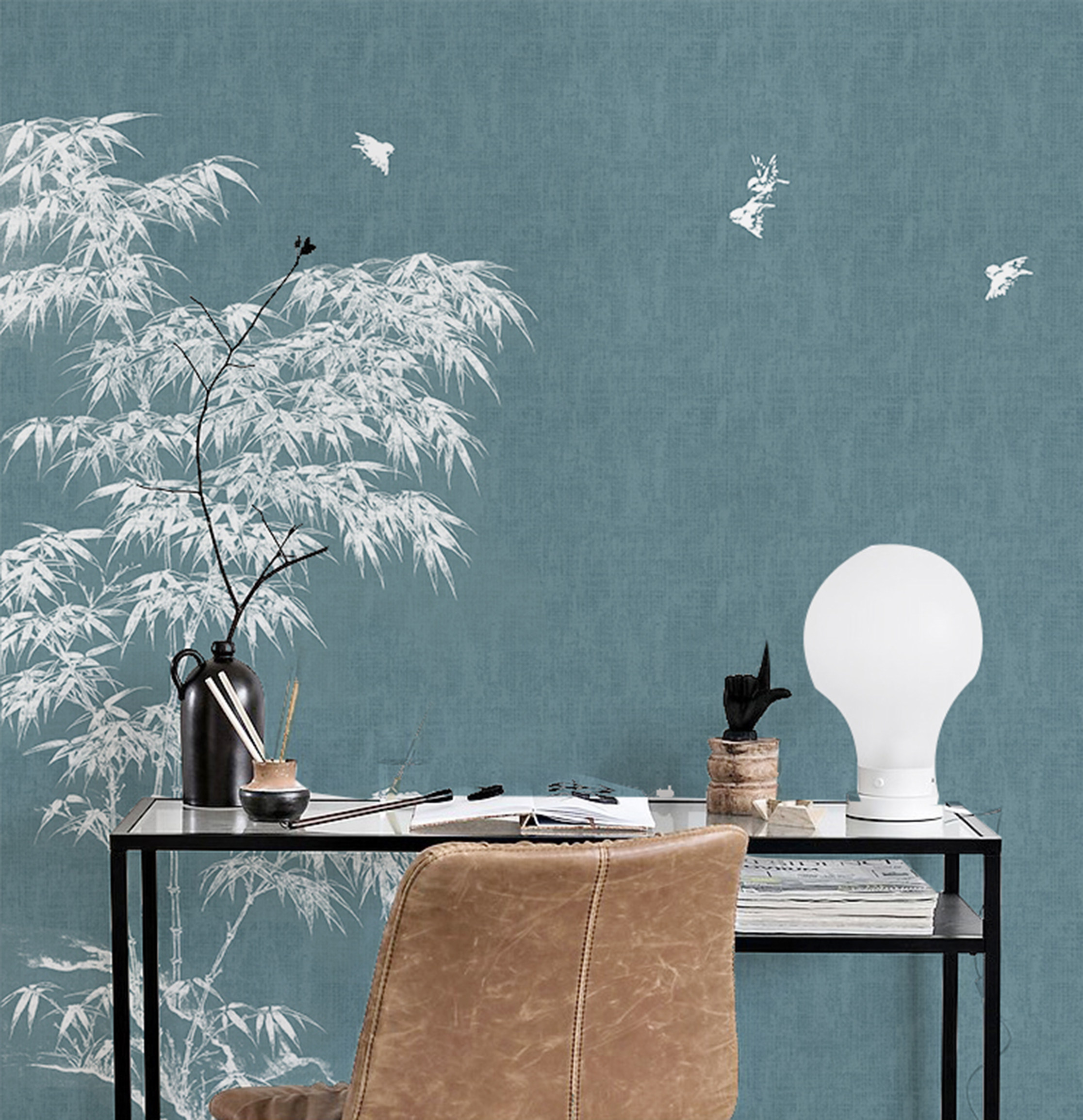 壁画新中式客厅大型玄关书房无纺布背景无纺布墙纸